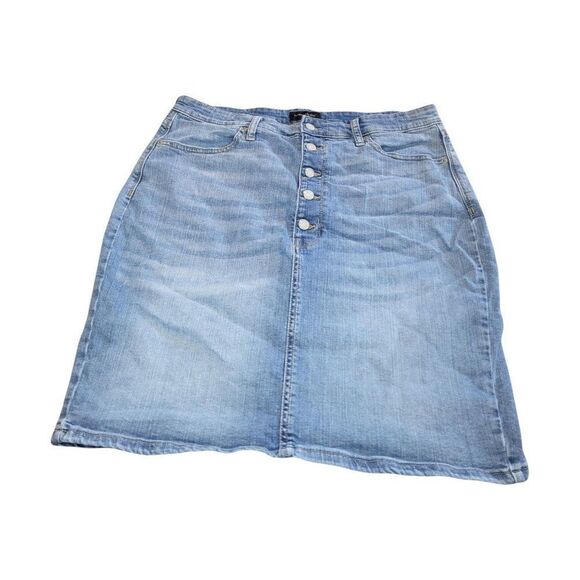 Banana Republic Mini Skirt Women Sz 12 Button Down 5 Button Blue Denim - Picture 1 of 6